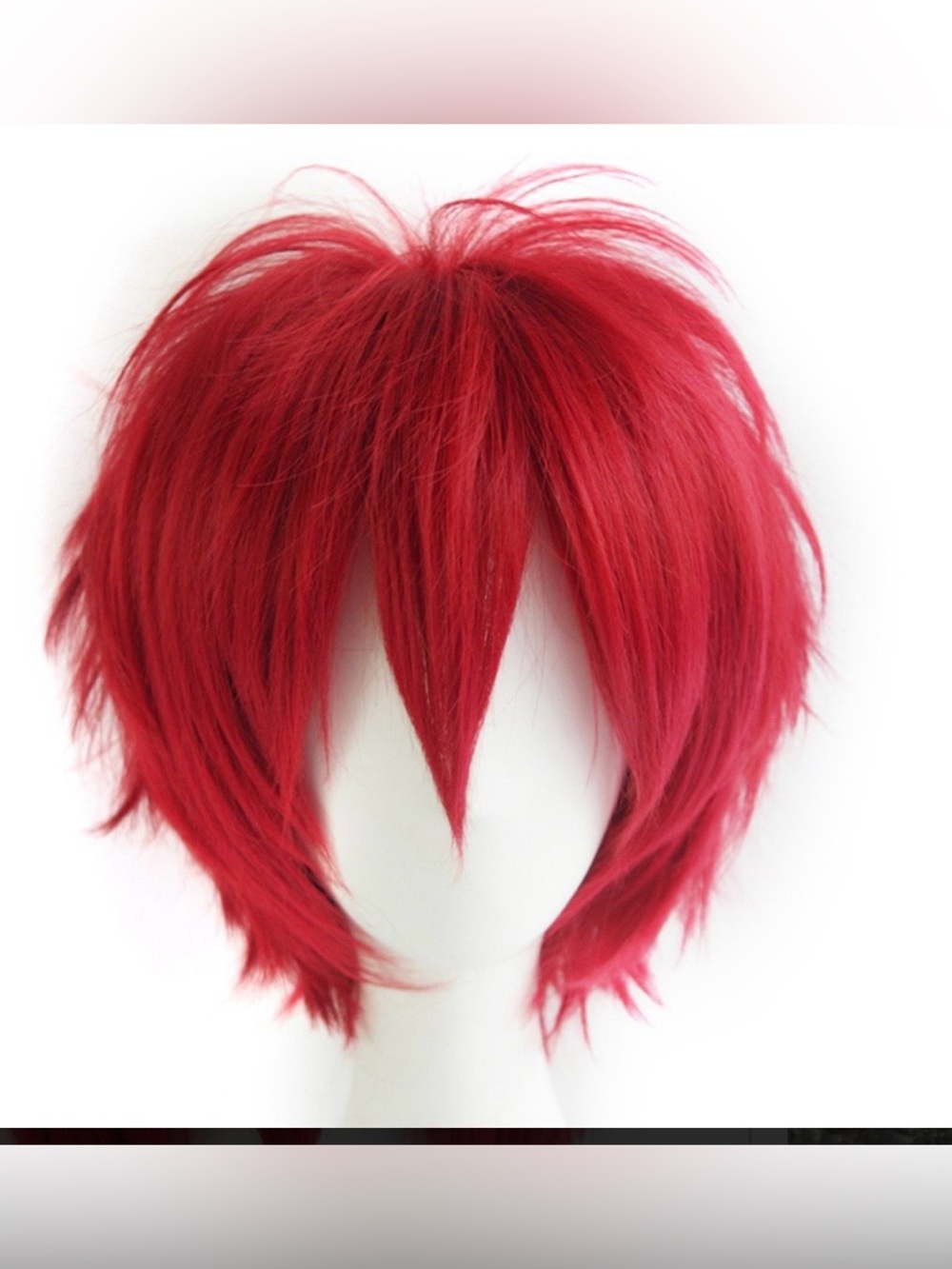 Short Unisex Burgundy Red Anime Cosplay Wig Layered for Party and Halloween